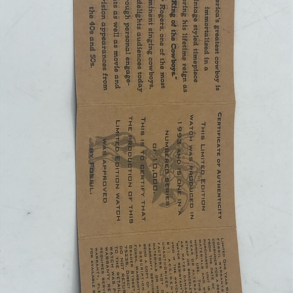 Fossil Roy Rogers & Trigger 1993 Collectors Limited Edition Numbered Watch NIB - Picture 6 of 11